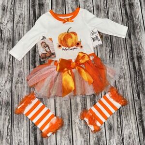 Baby Essentials New‎ Pumpkin Halloween Outfit Size 3 Months Frilly Skirt